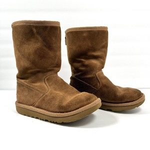 UGG Chestnut Suede Back Zipper Kids Boots Model 1103029k Size 13